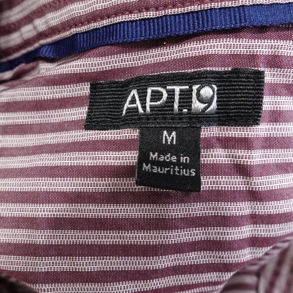 APT. 9 LONG SLEEVE DARK RED STRIPED BUTTON DOWN SHIRT MENS SIZE M MEDIUM - Picture 6 of 7